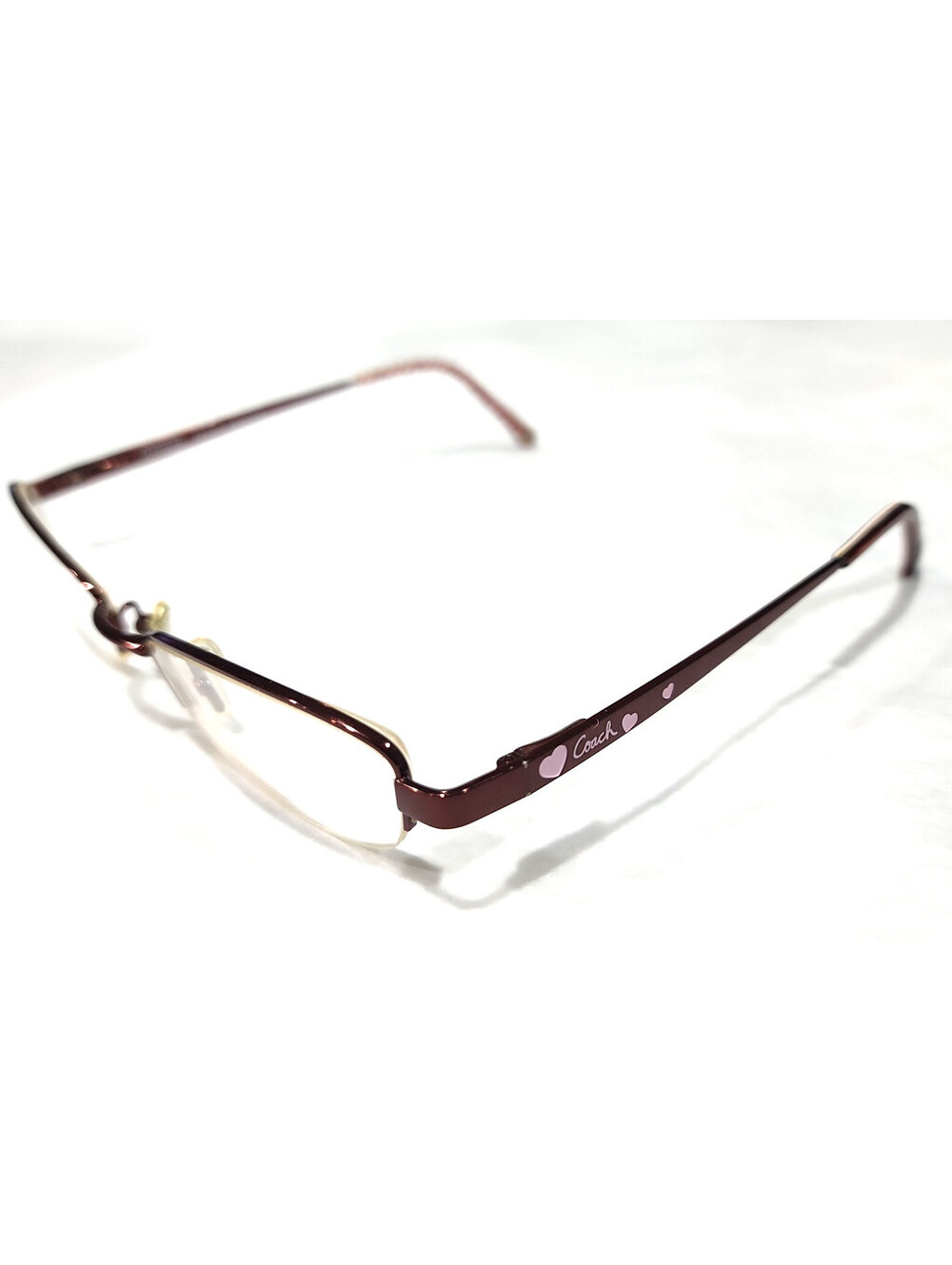 Coach Kian 219 Sm Burdeaux Pink Heart Half Rim Eyeglasses 51-18-135